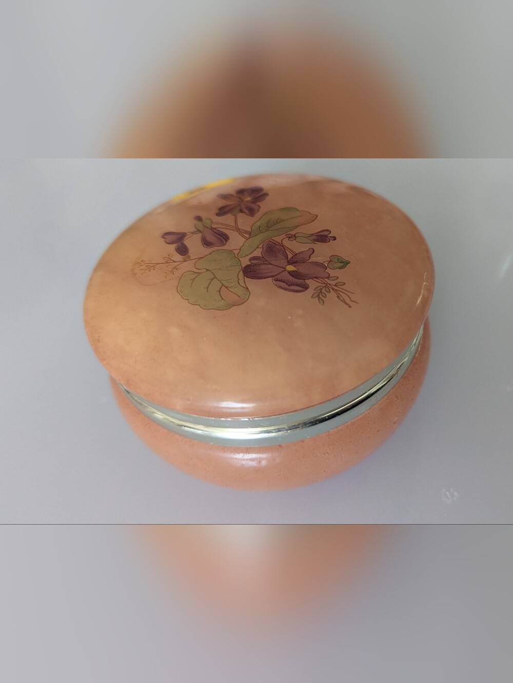 Vintage Genuine Alabaster Round Hinged Trinket Box "Lefton" Made In Italy. 3.5" - Picture 6 of 16